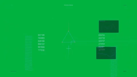 RECON-STREAM HUD unfolding after ping, centering cyan triangle, locking target Stock Footage 334156269
