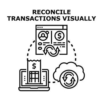 Reconciling financial transactions using digital accounting software Stock Illustration