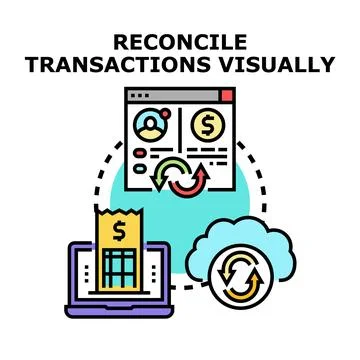 Reconciling financial transactions using digital accounting software Stock-Illustration