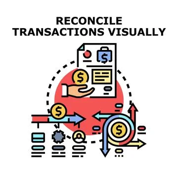Reconciling financial transactions visualizing money flow management イラスト素材