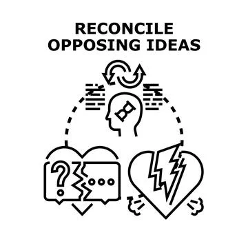 Reconciling opposing ideas vector concept illustration Stock Illustration