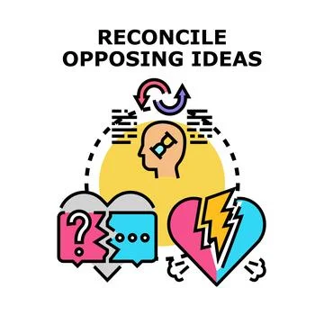 Reconciling opposing ideas vector concept illustration Stock Illustration