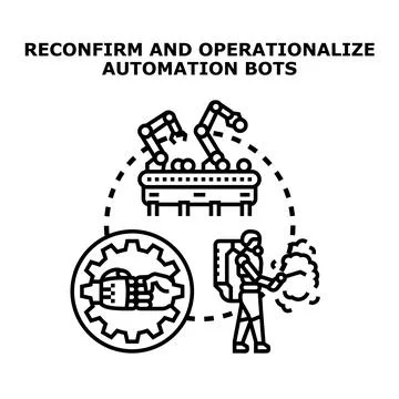 Reconfirming and operationalizing automation bots for industrial processes 스톡 일러스트