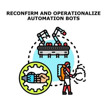 Reconfirming and operationalizing automation bots for industrial processes Illustrazione stock