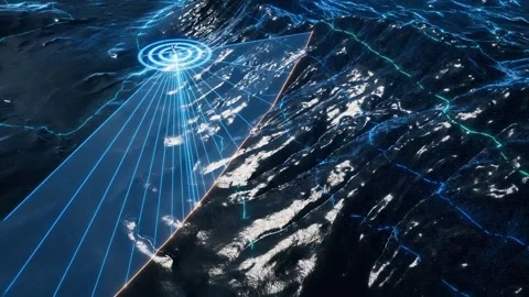 Reconnaissance drones conduct mapping and scanning of terrain and mountains Stock Footage 313817103