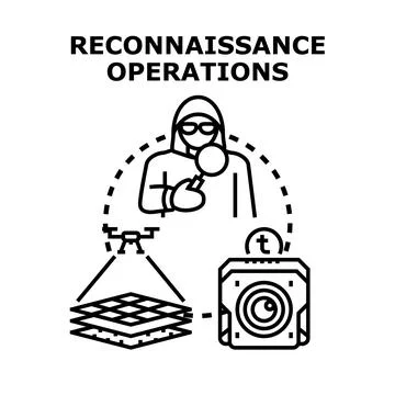 Reconnaissance operations gathering digital intelligence and surveillance dat Stock Illustration