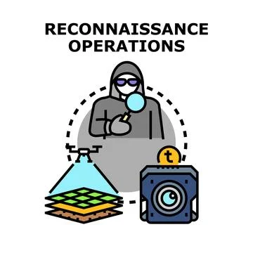 Reconnaissance operations gathering digital intelligence and surveillance dat Stock Illustration