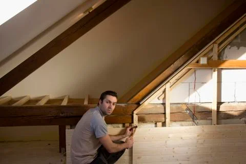 Reconstruction of the attic Foto stock