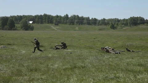 Reconstruction of the battle of the First World War Stock Footage 40017962