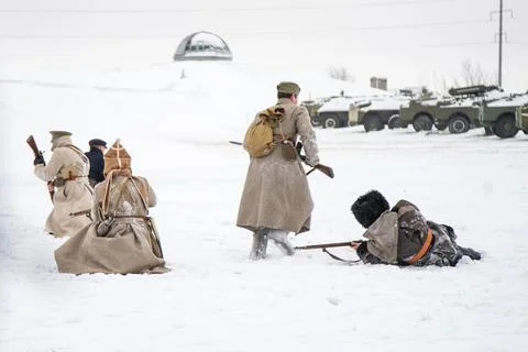 Reconstruction of the battle Stock Photos