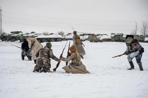 Reconstruction of the battle Stock Photos