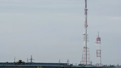 Reconstruction of a bridge over river Stock Footage 75851273