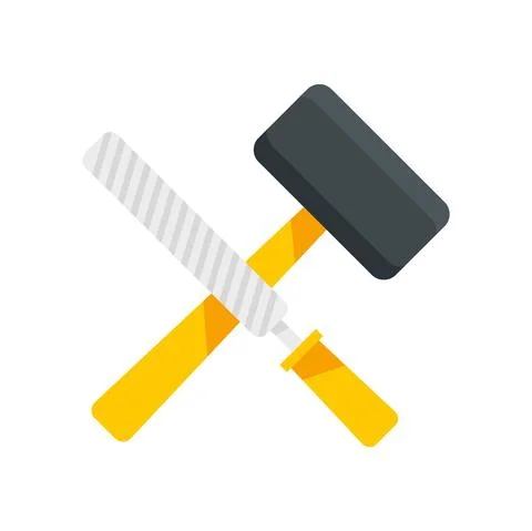 Reconstruction hammer tools icon flat isolated vector Stock Illustration