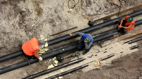 Reconstruction of heating system Stock Footage 790551