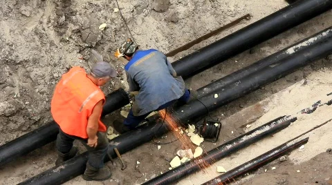 Reconstruction of heating system Stock Footage 791742