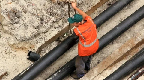 Reconstruction of heating system Video stock 856106