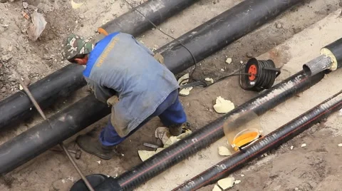 Reconstruction of heating system Stock Footage 905793
