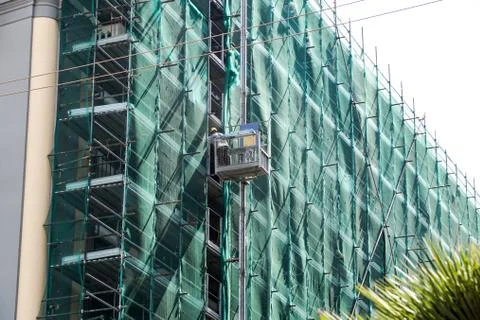 Reconstruction of historic building, building elevator. Stock Photos