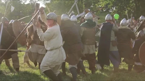 Reconstruction of knightly battle Video stock 50760946