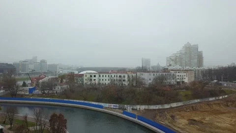 Reconstruction of the old building in the historical center city. Stock Footage 159748639