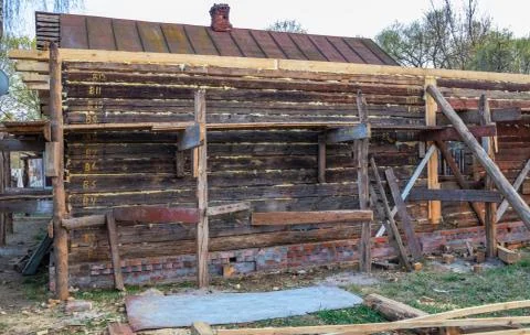 Reconstruction of the old house, building plot Stock Photos