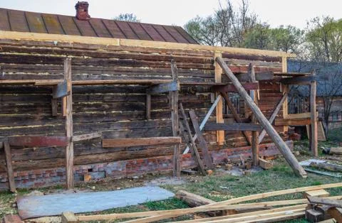 Reconstruction of the old house, building plot Stock Photos