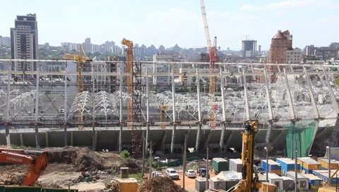Reconstruction of republican football stadium for EURO 2012 in Kiev, Ukraine Stock Footage