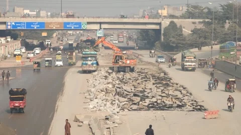 Reconstruction Of Roads In Lahore, Pakistan. Dated 7 December 2023 Stock Footage 257800325