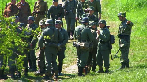 Reconstruction of the Second World War. Fascist uniformitarians. Stock Footage 4885055