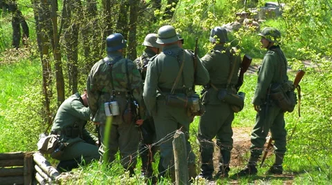 Reconstruction of the Second World War. Fascist uniformitarians. Video stock 4918485