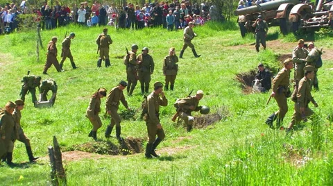 Reconstruction of the Second World War. Stock Footage 4886105