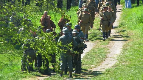 Reconstruction of the Second World War. Stock-Footage 4917537