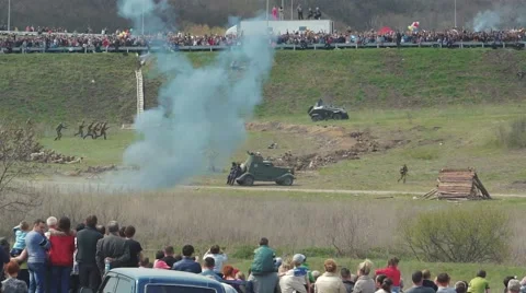 Reconstruction of the second world war. Melee Stock Footage 55404588