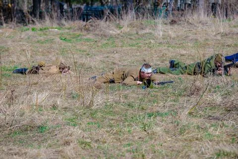 Reconstruction of the Second World War. Stock Photos