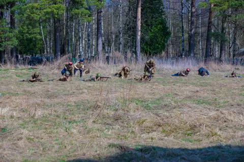 Reconstruction of the Second World War. Stock Photos