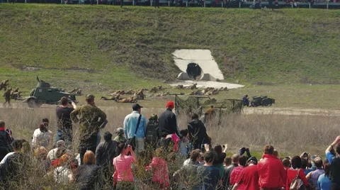 Reconstruction of the second world war. Russian squad Stock Footage 55404511