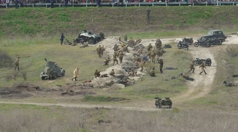 Reconstruction of the second world war.Episode12b Stock Footage 55484072