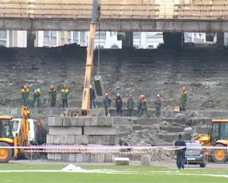 Reconstruction of the stadium 2 PAL Stock Footage 10863369