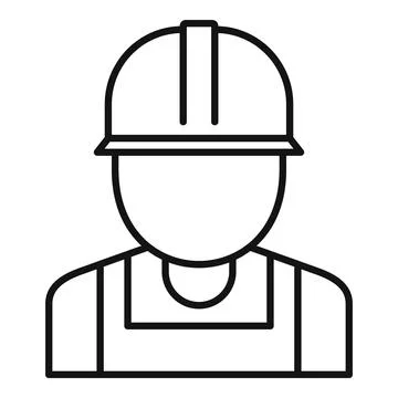 Reconstruction worker icon, outline style Stock Illustration