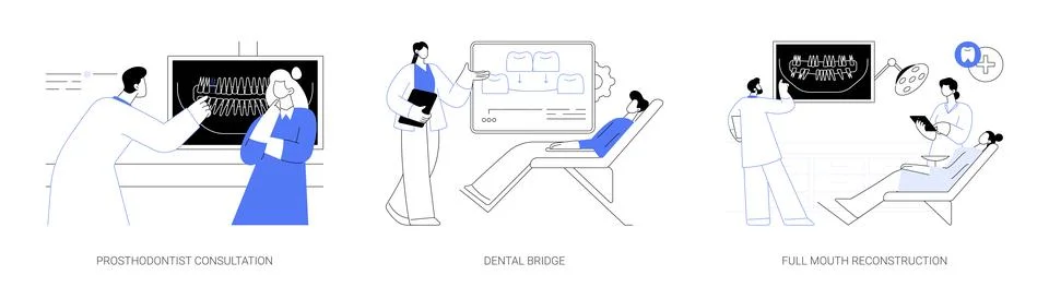 Reconstructive dentistry abstract concept vector illustrations. Stock Illustration