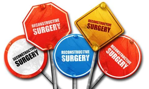 Reconstructive surgery, 3D rendering, street signs Stock Illustration