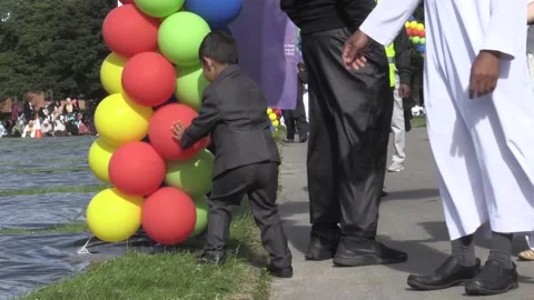 Record 140,000 Muslims attend Eid celebration in Birmingham Stock Footage 149141178