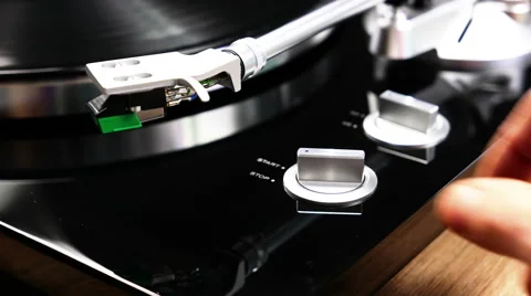 Record being played on a retro record player Stock Footage 60111982