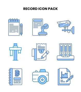 Record Blue Graphics Icons Pack Stock Illustration
