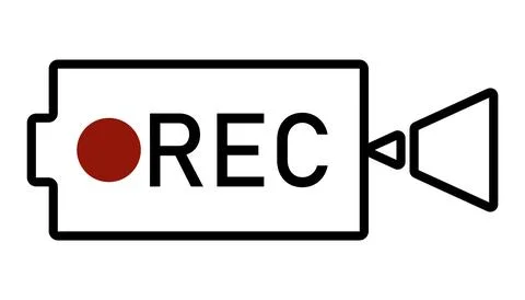 Record button icon. Video recording camera icon. Broadcasting concept Flat st Stock Illustration