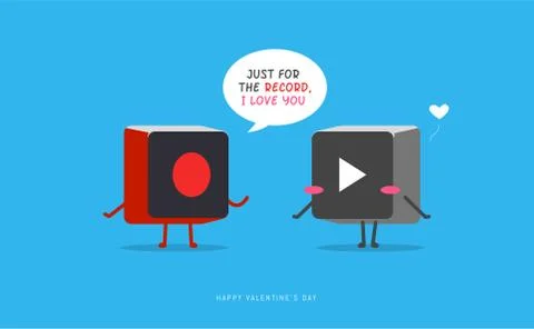 Record button with play button. Valentine's vector illustration Stock Illustration