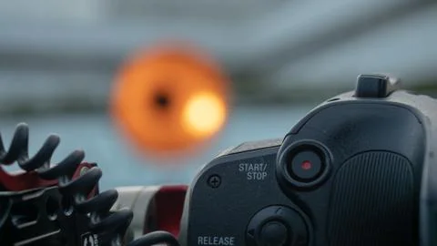 Record button on a professional camera Stock Photos