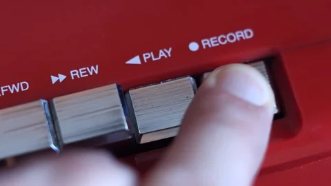 Record Button on Tape Recorder Stock Footage 87056654