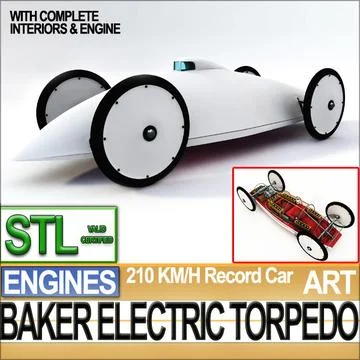 Record Car Baker Electric Torpedo 1902 & STL Printable 3D Model