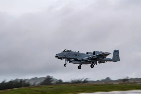RECORD DATE NOT STATED An A-10C Thunderbolt II lands at Andersen Air Force... Stock Photos